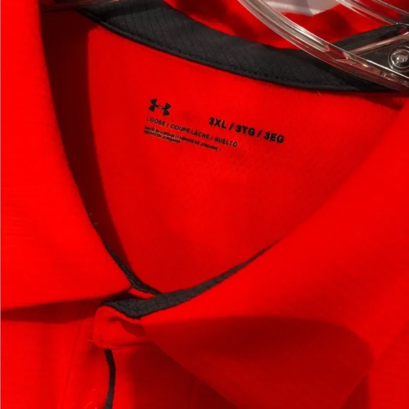 under armour polo ~ relaxed fit/ short sleeved ~ bright orange ~ 3x~ like new - Picture 2 of 2